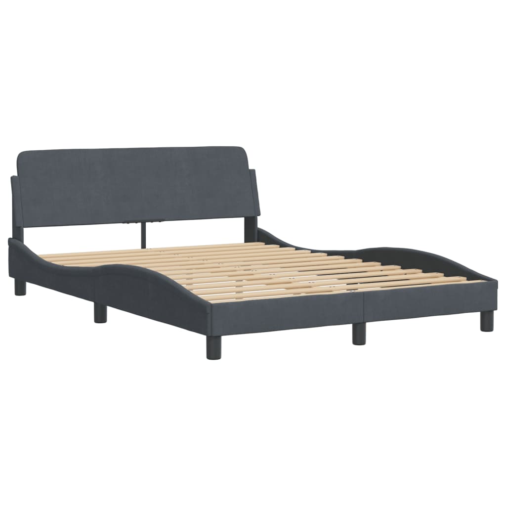 vidaXL Estructura de cama sin colchón terciopelo gris oscuro 140x190cm