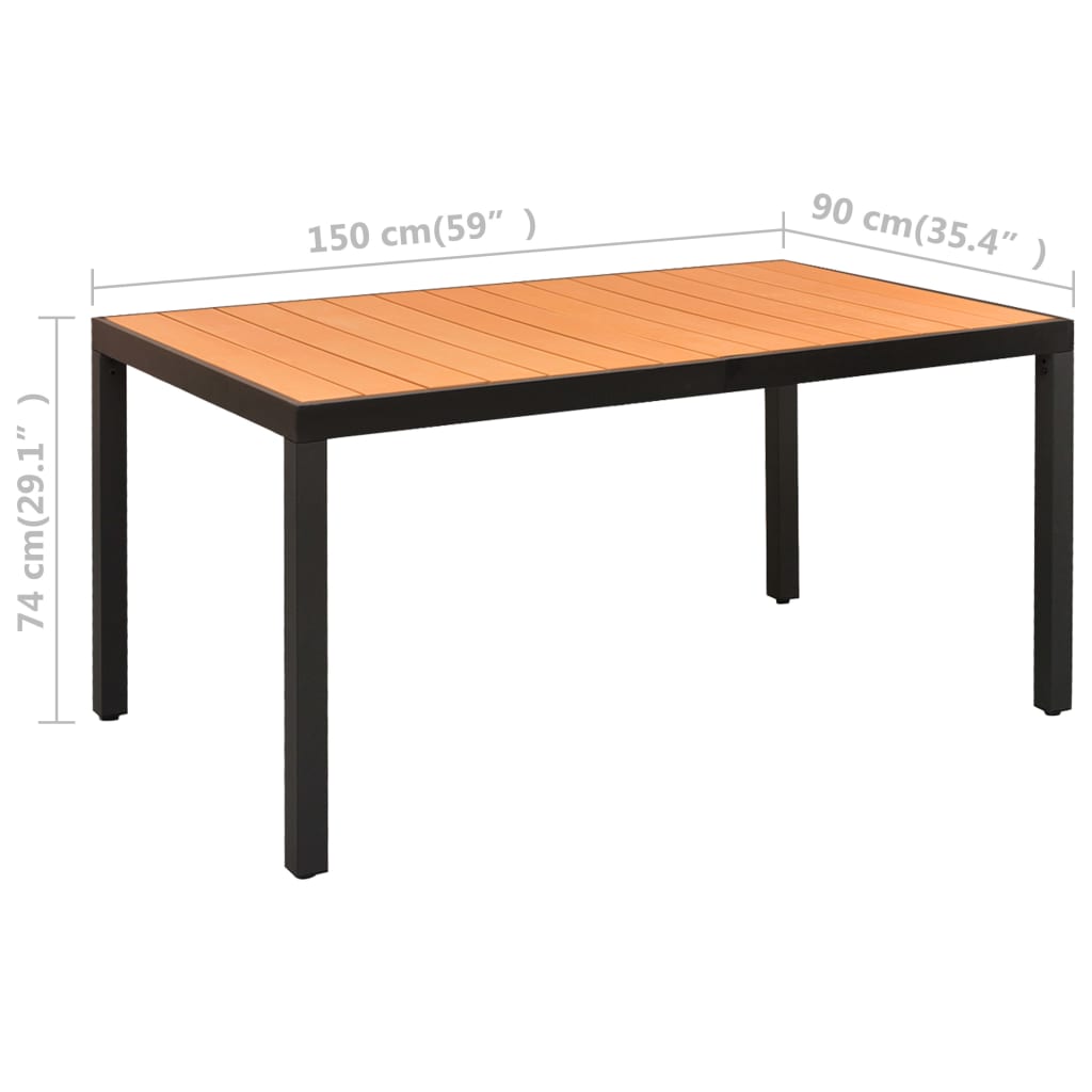 vidaXL Juego de comedor de jardín 7 piezas negro y marrón