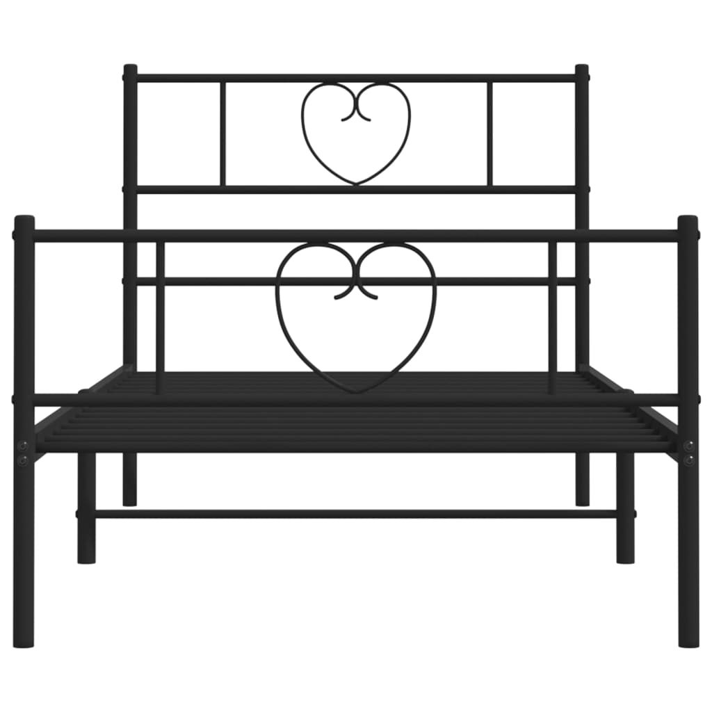 vidaXL Estructura cama sin colchón con estribo metal negro 100x190 cm