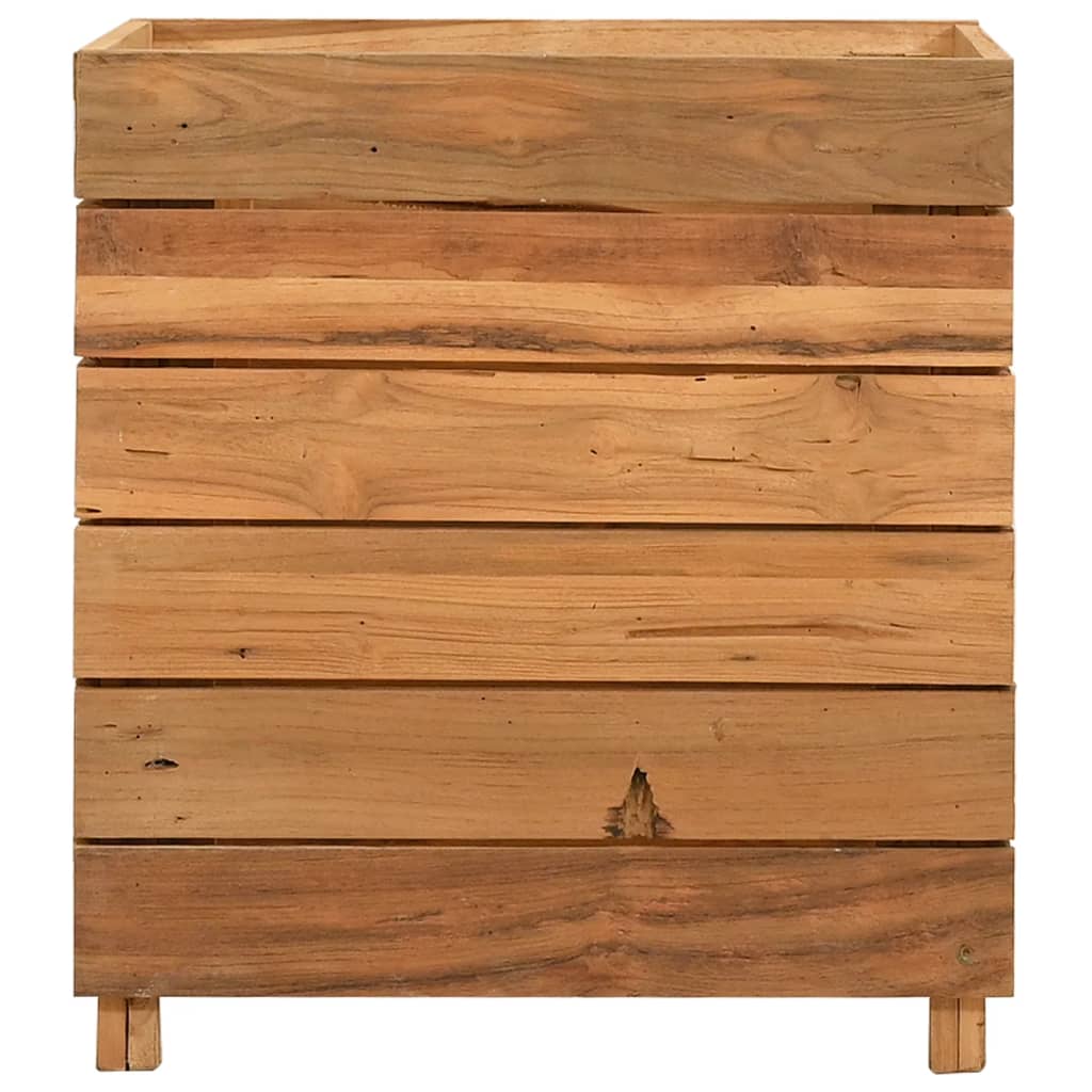 vidaXL Arriate elevado madera de teca reciclada y acero 50x40x55 cm