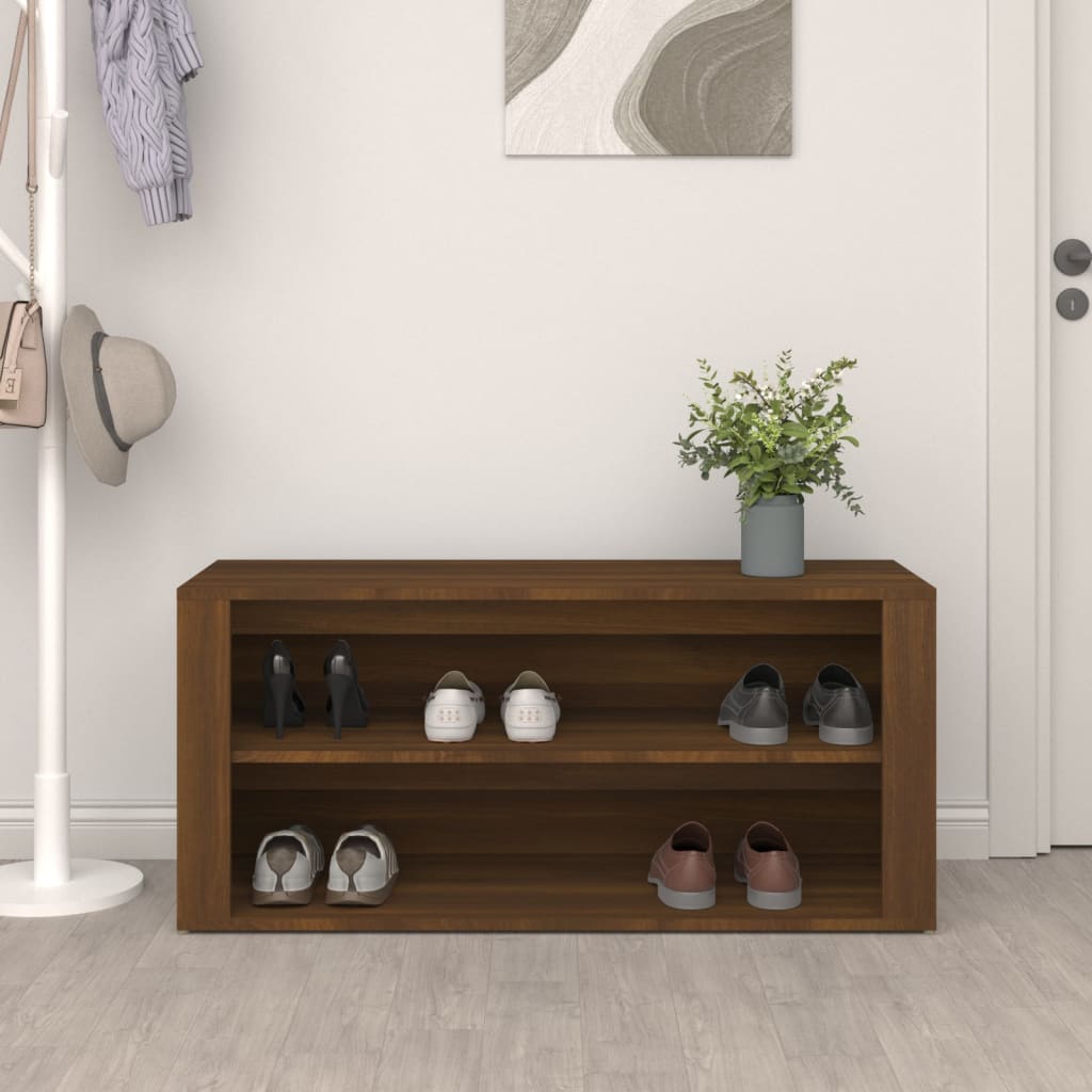 vidaXL Mueble zapatero madera contrachapada marrón roble 100x35x45 cm