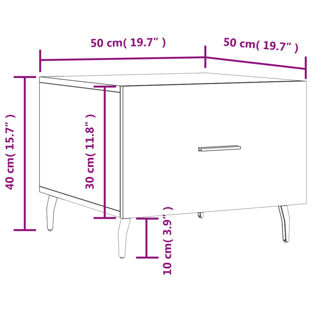 vidaXL Mesa de centro madera contrachapada gris Sonoma 50x50x40 cm