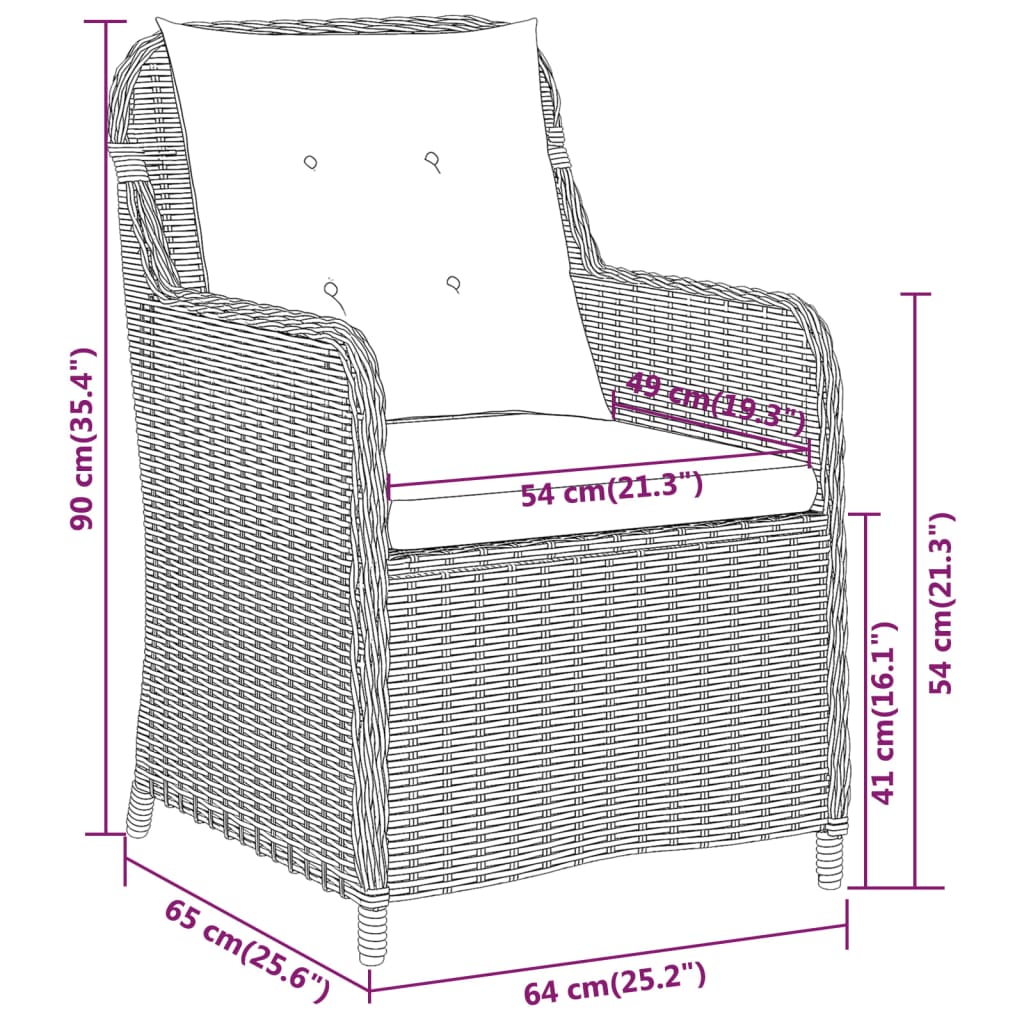 vidaXL Juego de comedor para jardín 5 piezas negro