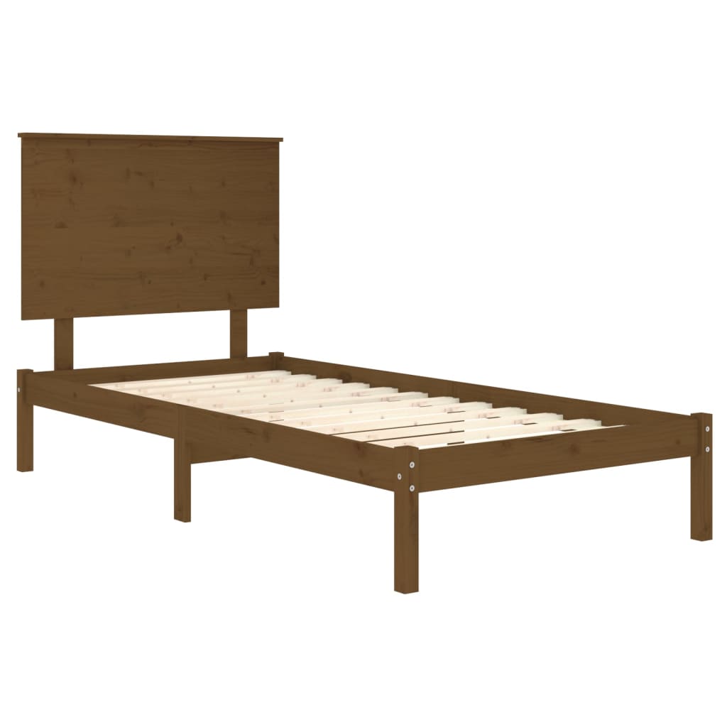 vidaXL Estructura de cama madera maciza marrón miel 75x190 cm