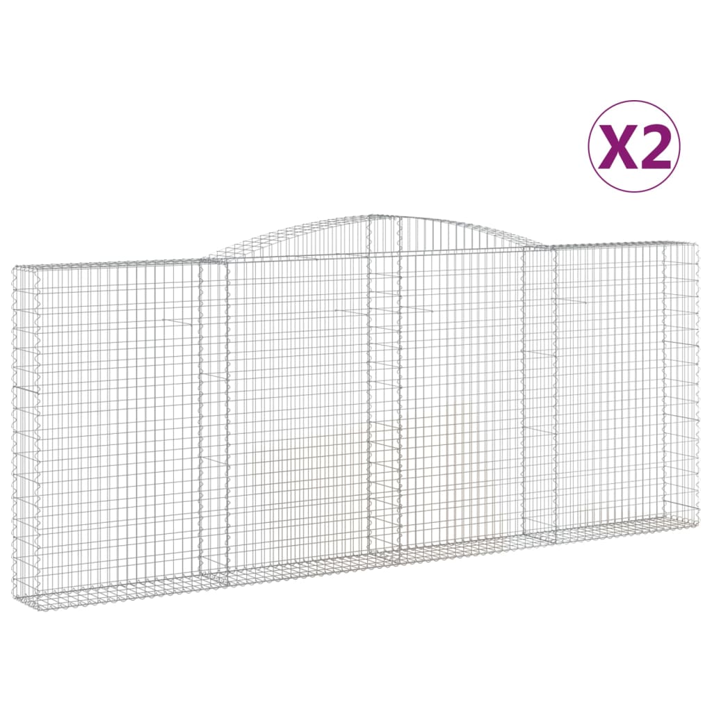 vidaXL Cestas gaviones 2 uds forma de arco hierro 400x30x160/180 cm