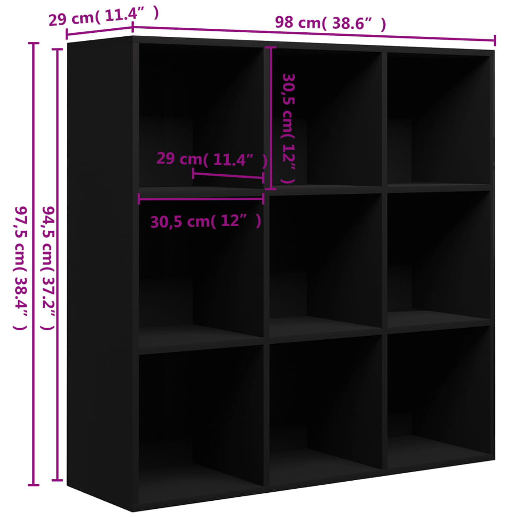 vidaXL Estantería madera de ingeniería negro 98x29x97,5 cm