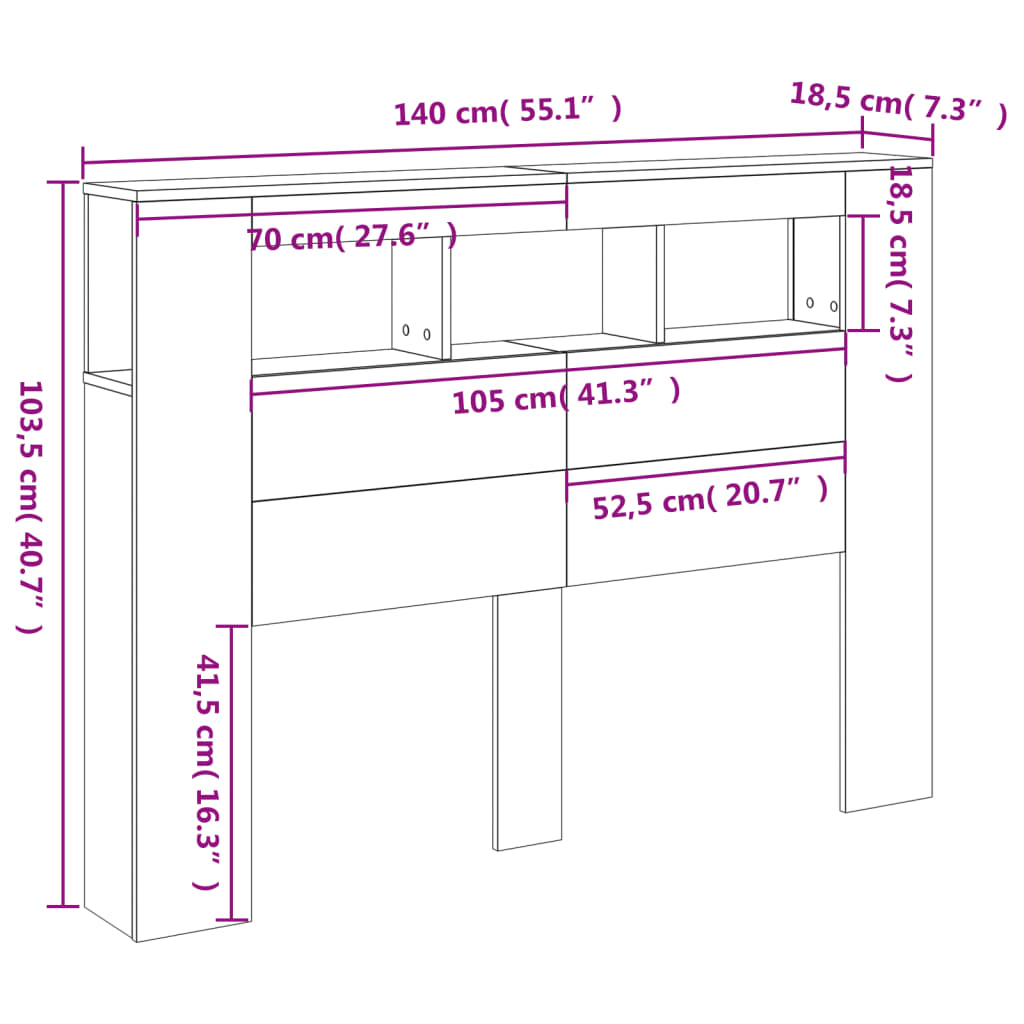 vidaXL Cabecero con LED madera de ingeniería blanco 140x18,5x103,5 cm