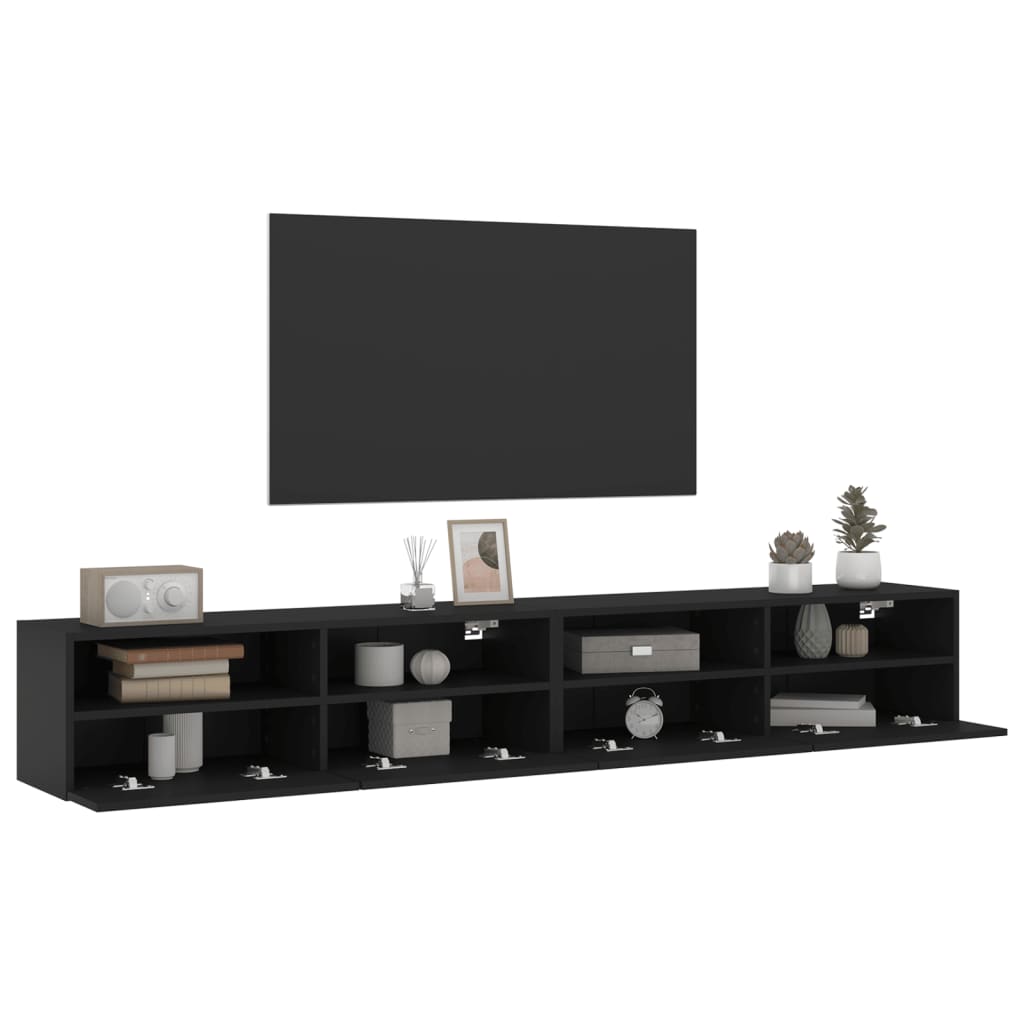 vidaXL Muebles de pared TV 2 uds madera ingeniería negro 100x30x30 cm