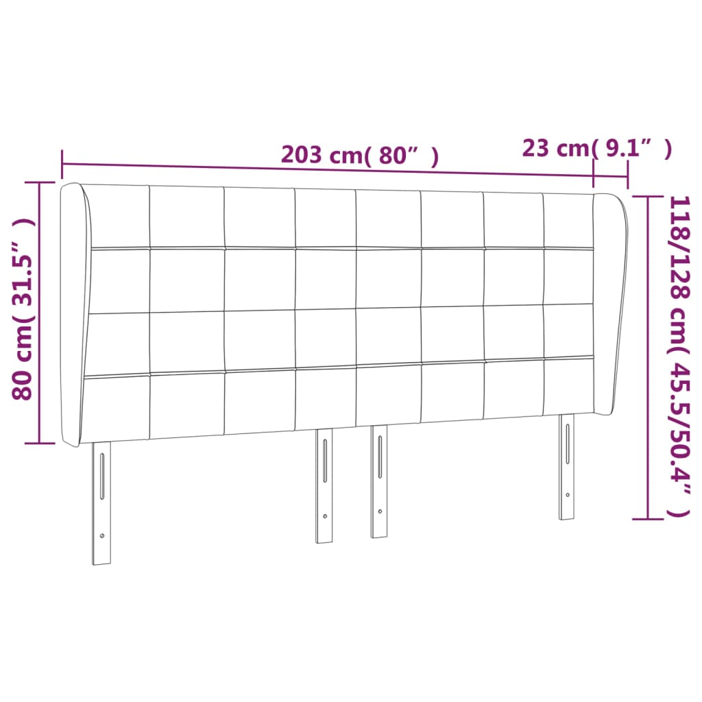 vidaXL Cabecero con orejas de terciopelo rosa 203x23x118/128 cm