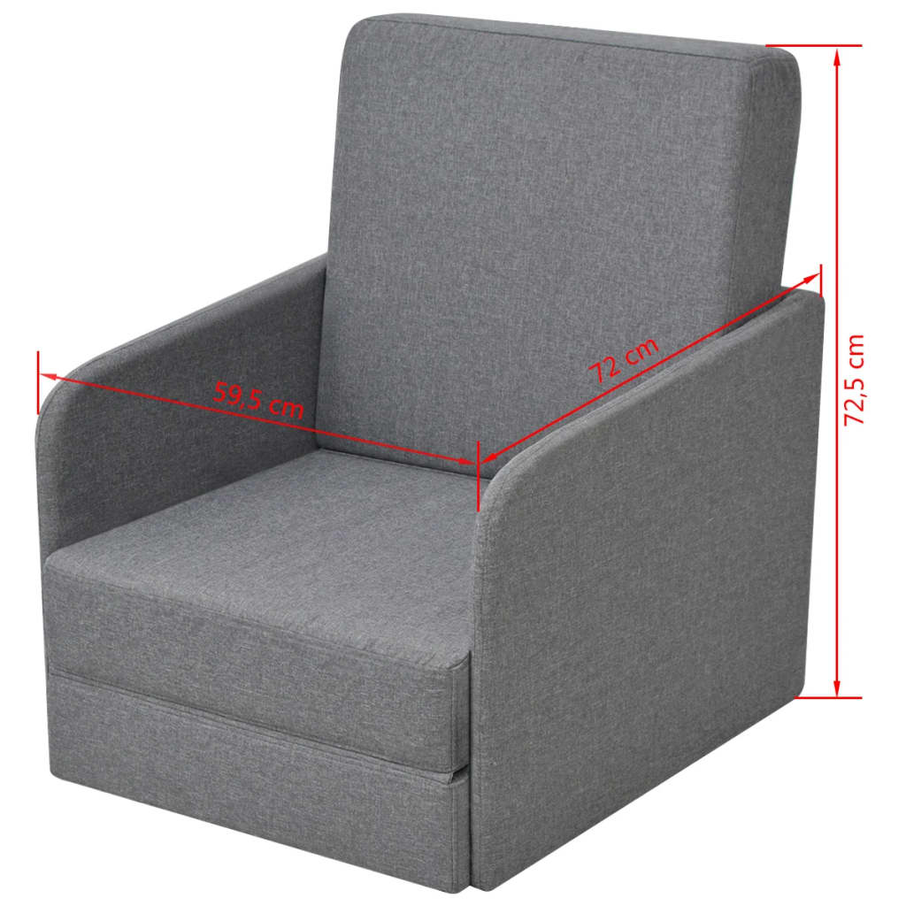 vidaXL Sillón convertible tela gris claro