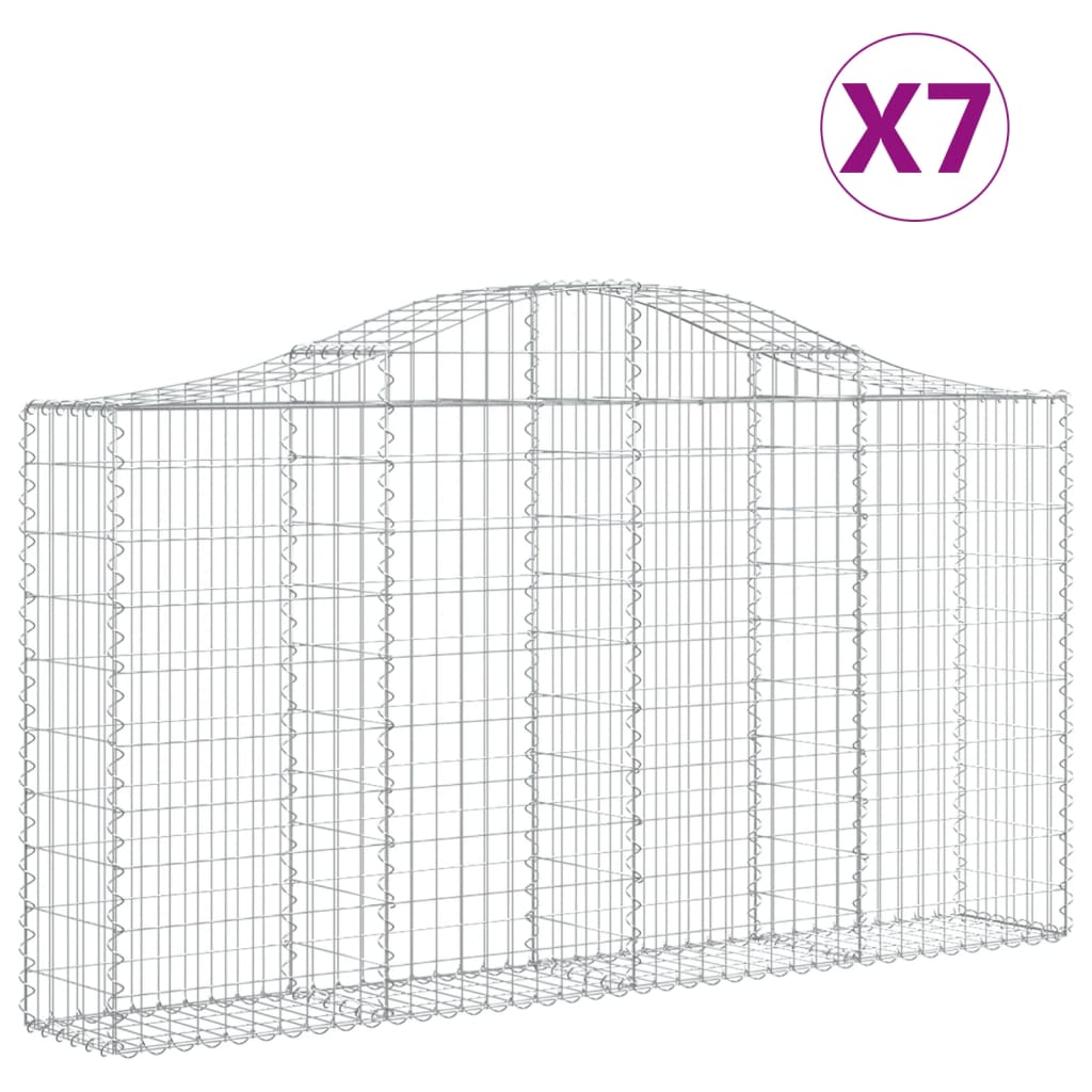 vidaXL Cestas de gaviones 7 uds forma de arco hierro 200x30x100/120 cm