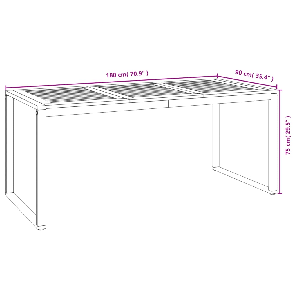 vidaXL Juego de comedor de jardín 5 pzas madera maciza acacia y metal