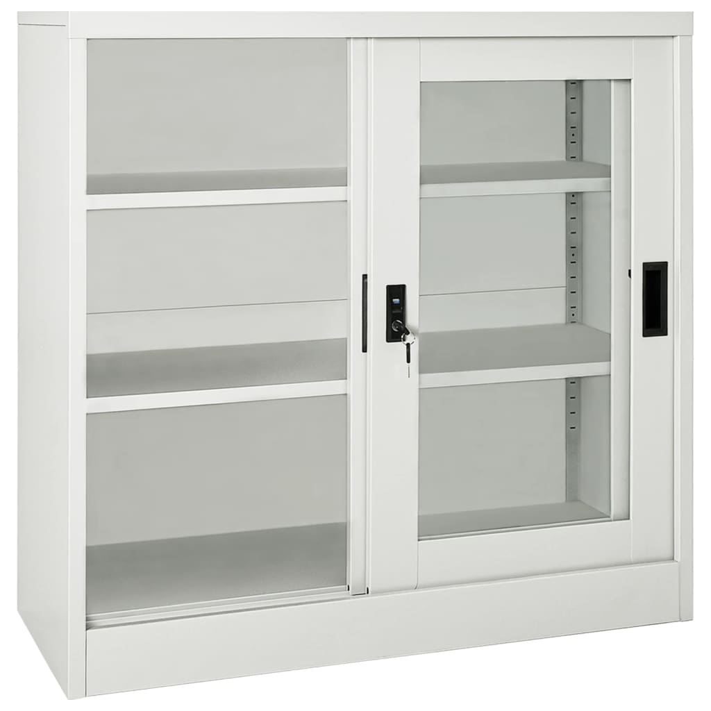 vidaXL Armario con puerta corredera gris claro acero 90x40x90 cm