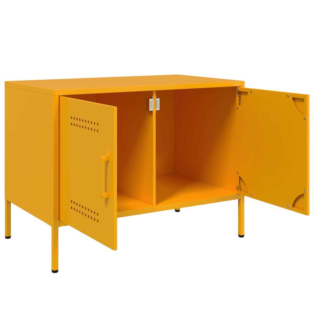 vidaXL Mueble de TV de acero amarillo mostaza 68x39x50,5 cm