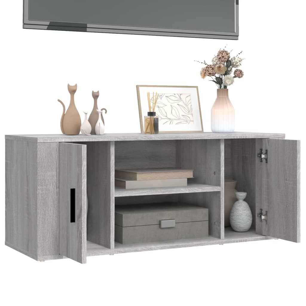 vidaXL Mueble de TV madera contrachapada gris Sonoma 100x35x40 cm