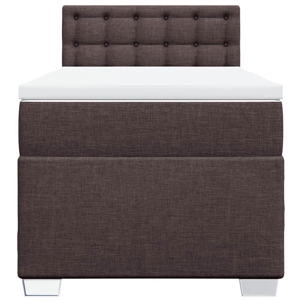 vidaXL Cama box spring con colchón tela marrón oscuro 80x200 cm