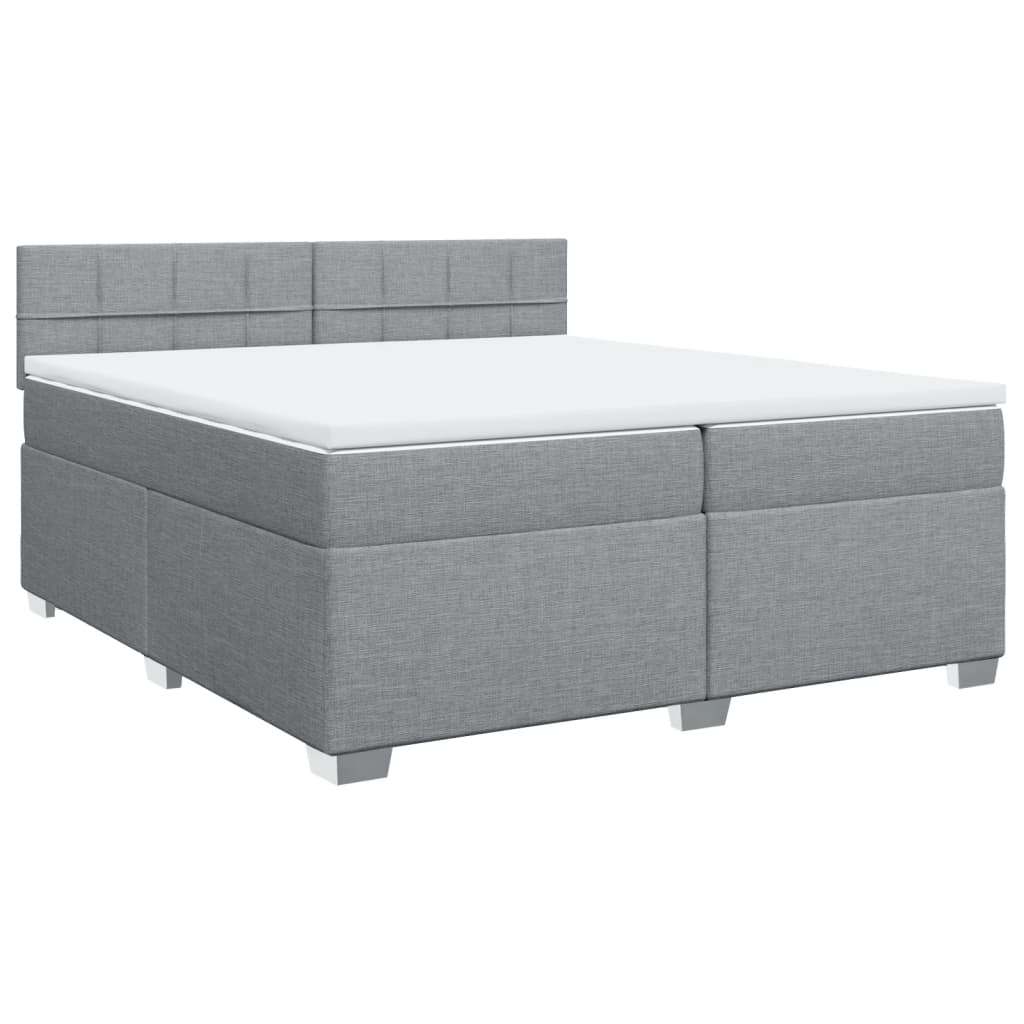 vidaXL Cama box spring con colchón tela gris claro 200x200 cm