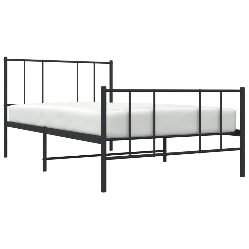 vidaXL Estructura cama sin colchón con estribo metal negro 90x190 cm