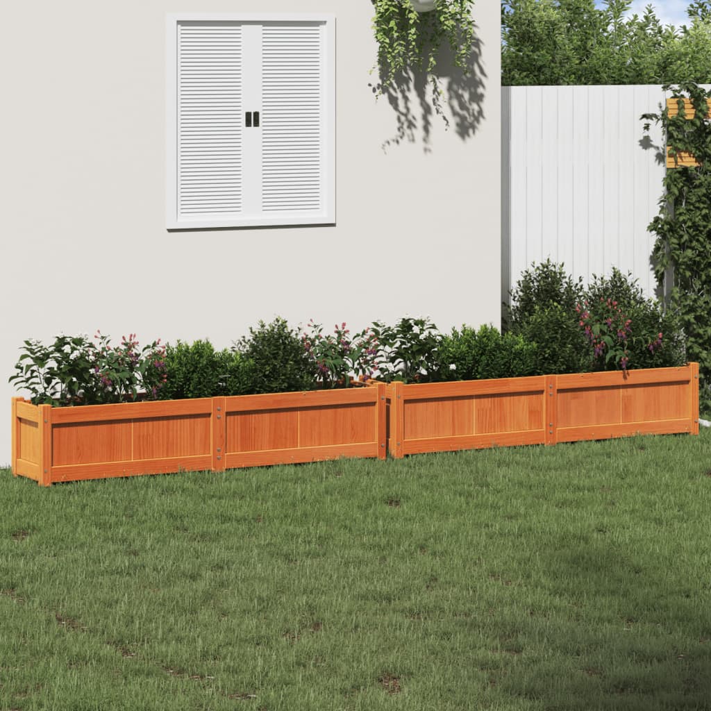 vidaXL Jardineras de exterior 2 uds madera maciza de pino marrón cera