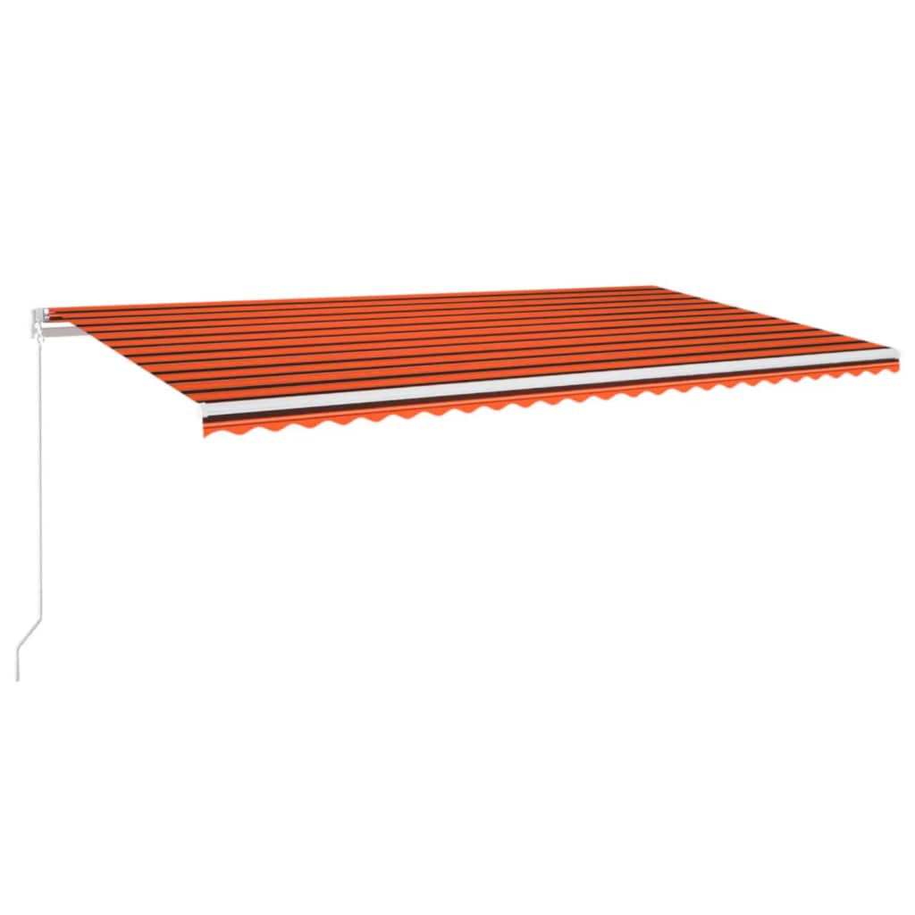 vidaXL Toldo manual retráctil con LED naranja y marrón 600x350 cm