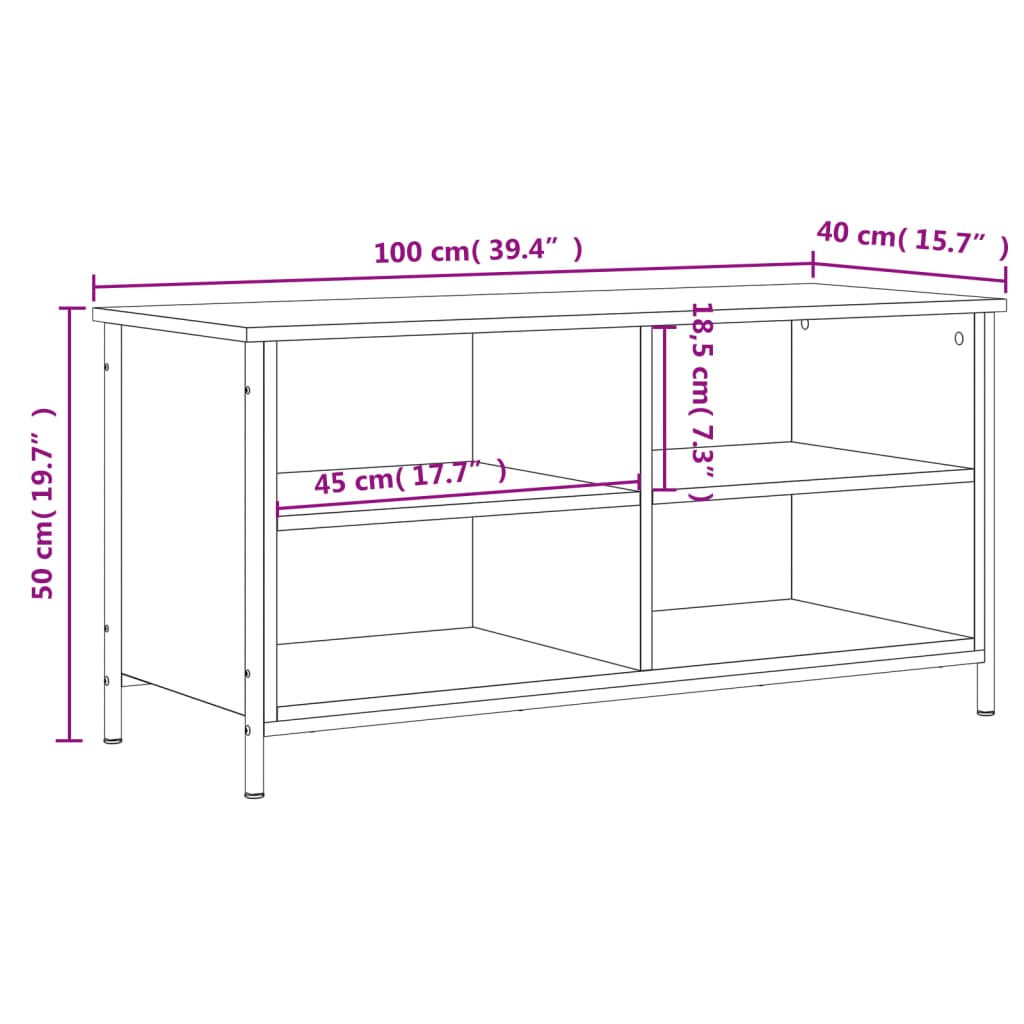 vidaXL Mueble de TV madera contrachapada gris Sonoma 100x40x50 cm