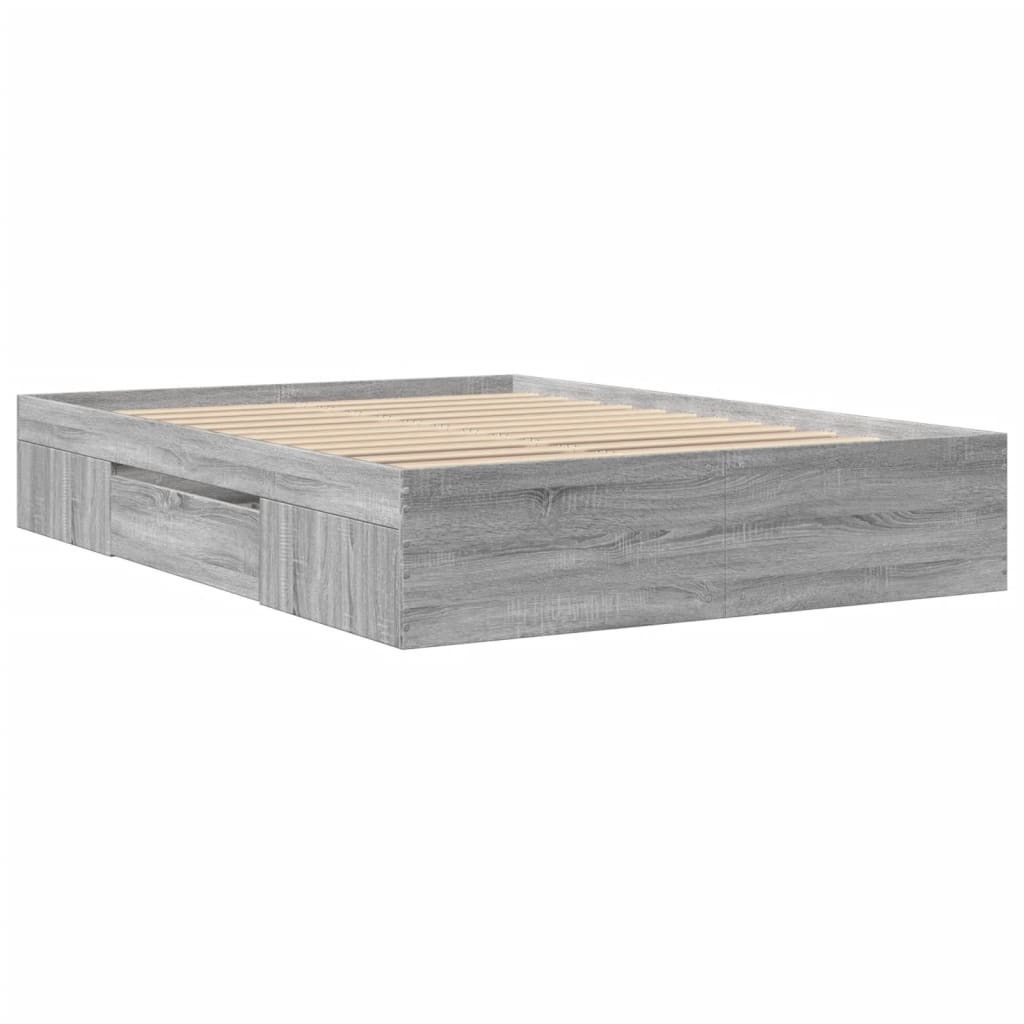 vidaXL Estructura de cama madera de ingeniería gris Sonoma 140x200 cm