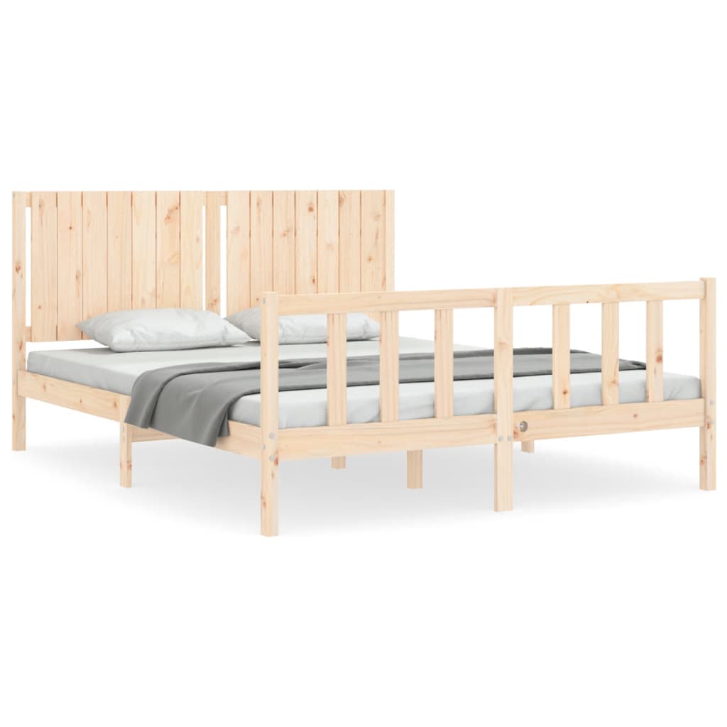 vidaXL Estructura de cama con cabecero madera maciza 160x200 cm