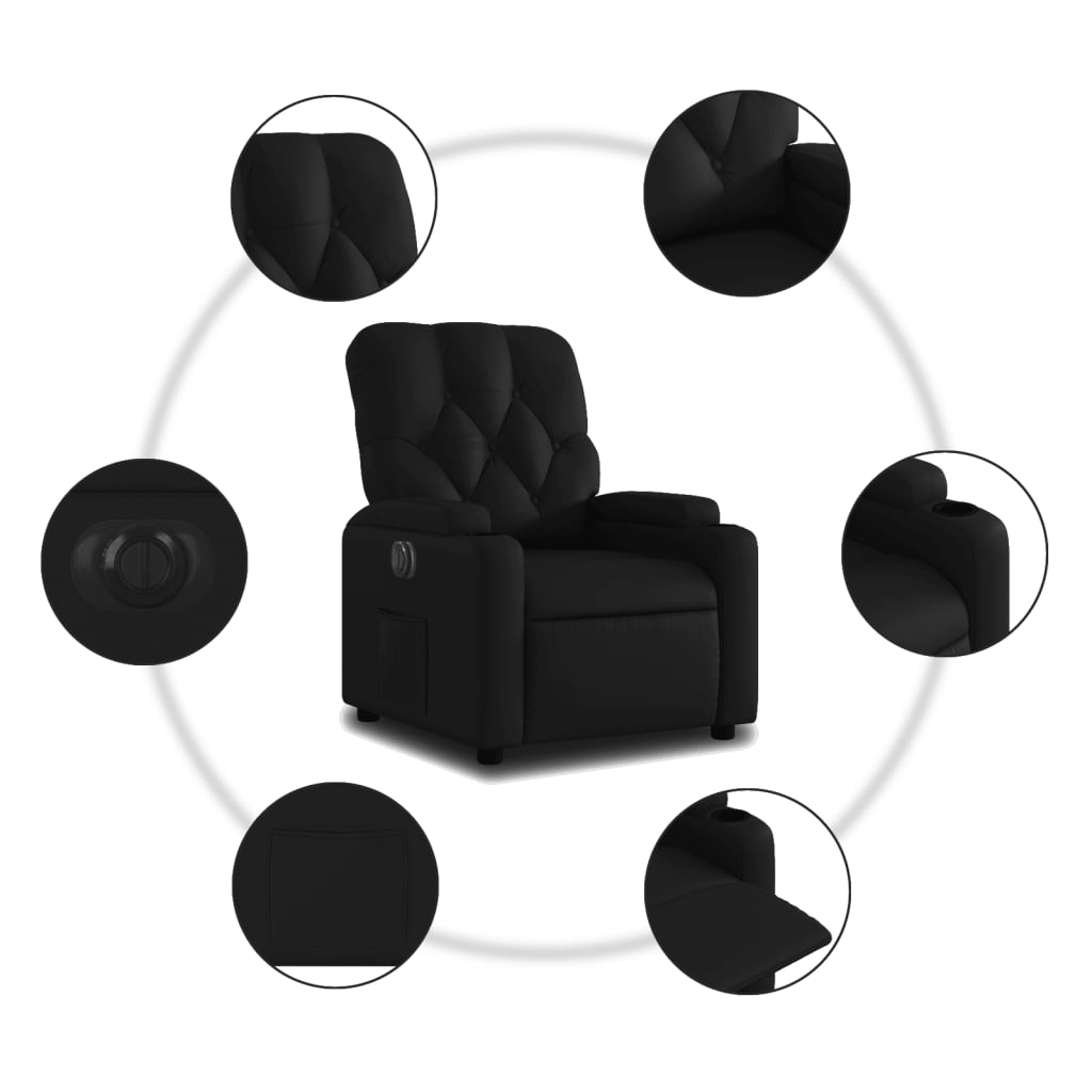 vidaXL Sillón reclinable eléctrico de cuero sintético negro