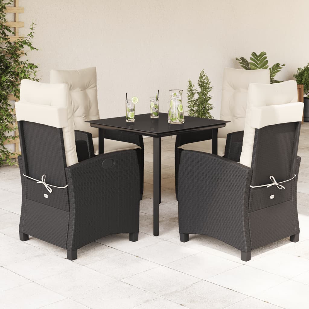 vidaXL Set de muebles jardín 5 pzas con cojines ratán sintético negro