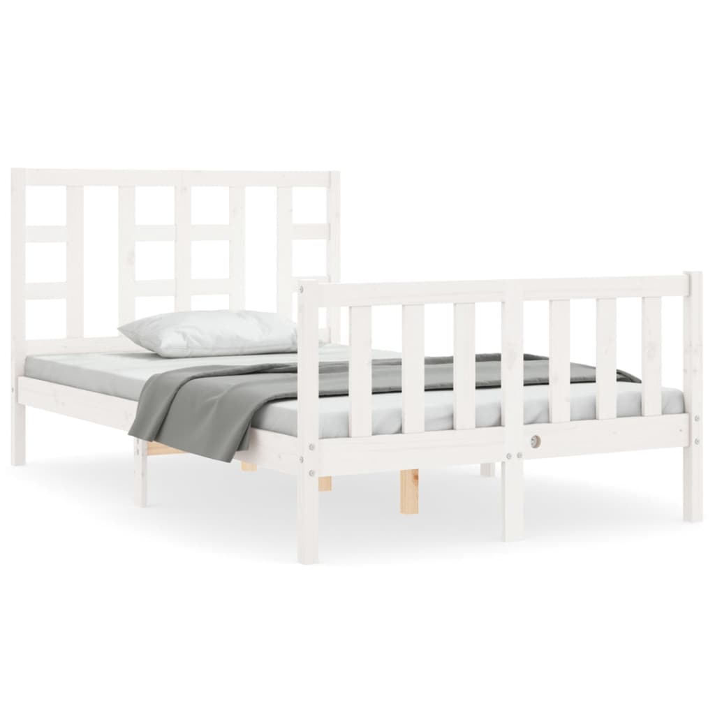 vidaXL Estructura cama de matrimonio con cabecero madera maciza blanco