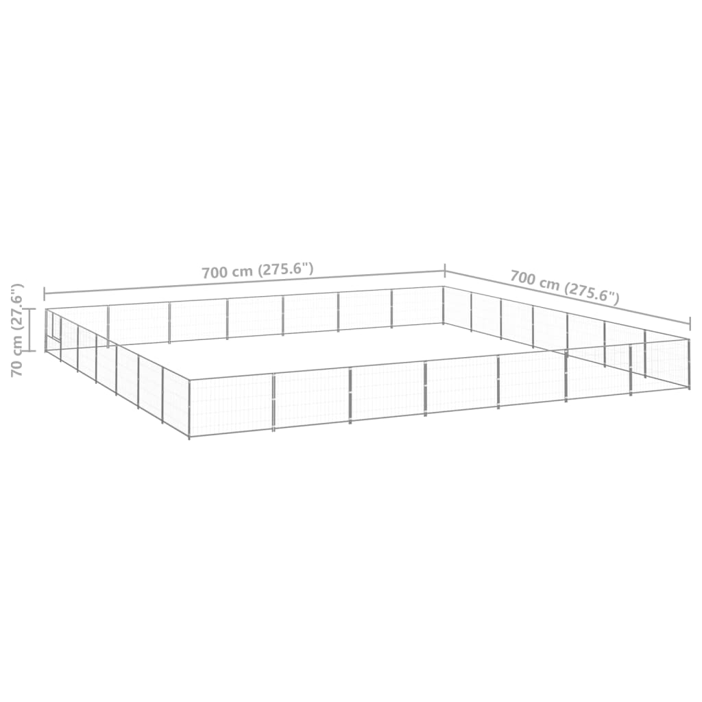 vidaXL Perrera plateada 49 m² acero