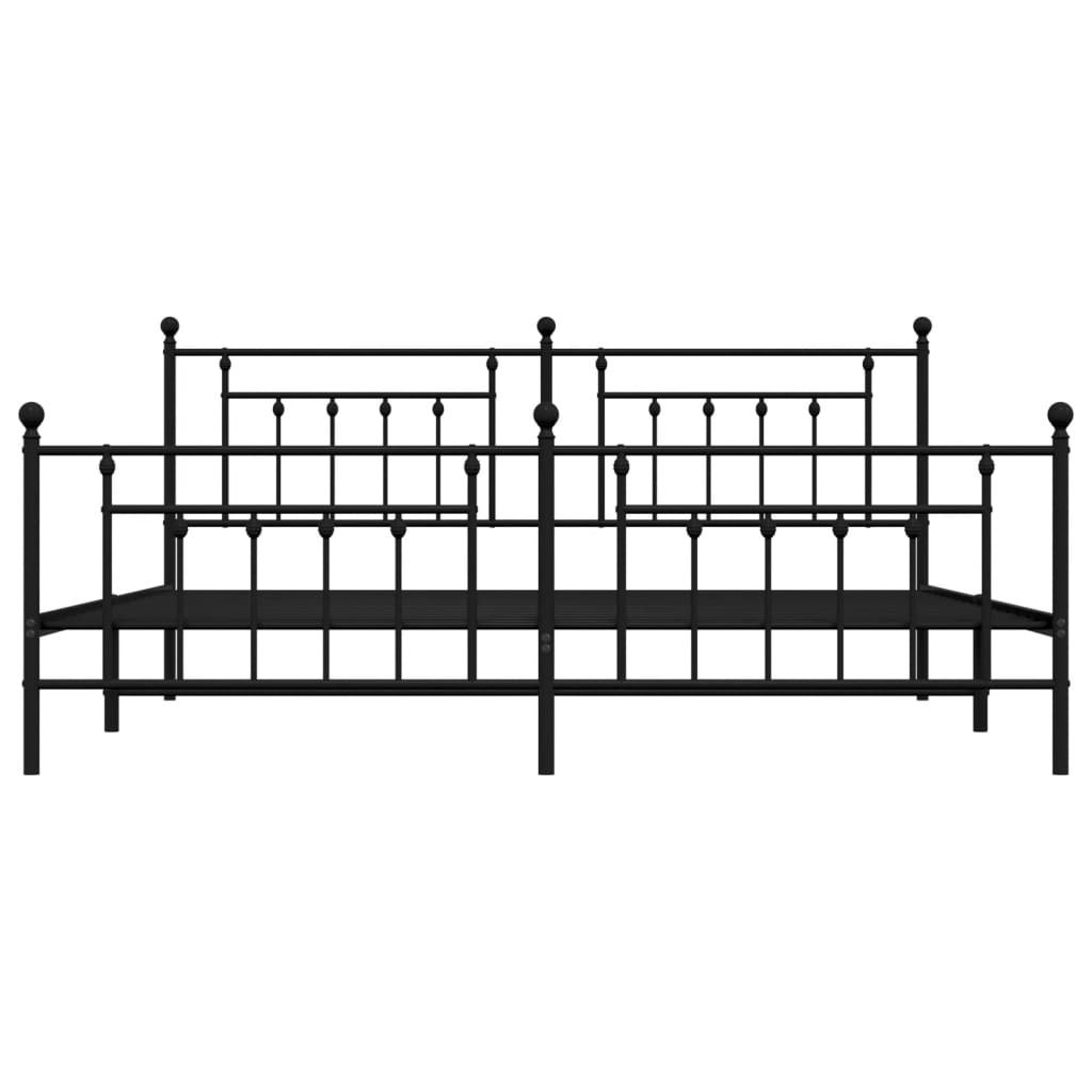 vidaXL Estructura de cama cabecero y estribo metal negro 200x200 cm