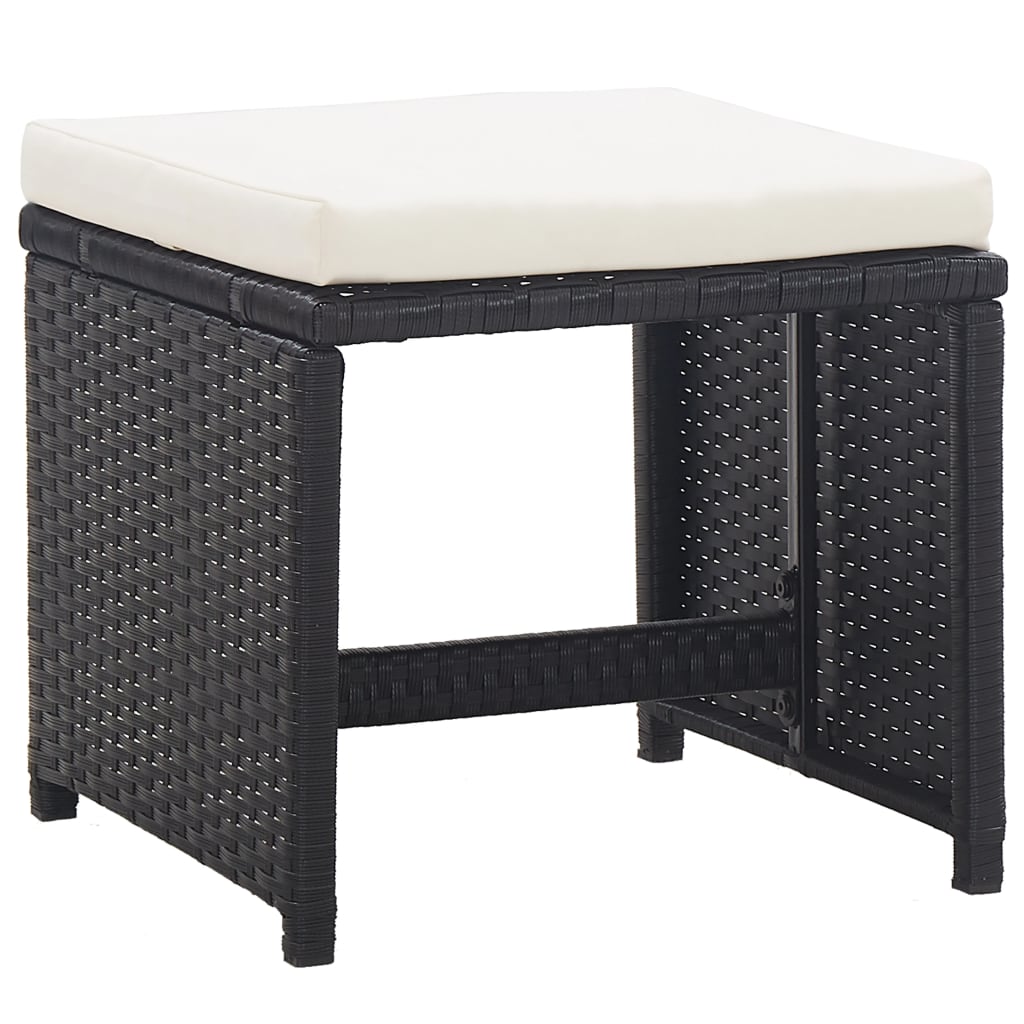 vidaXL Set comedor de jardín 9 piezas y cojines ratán sintético negro