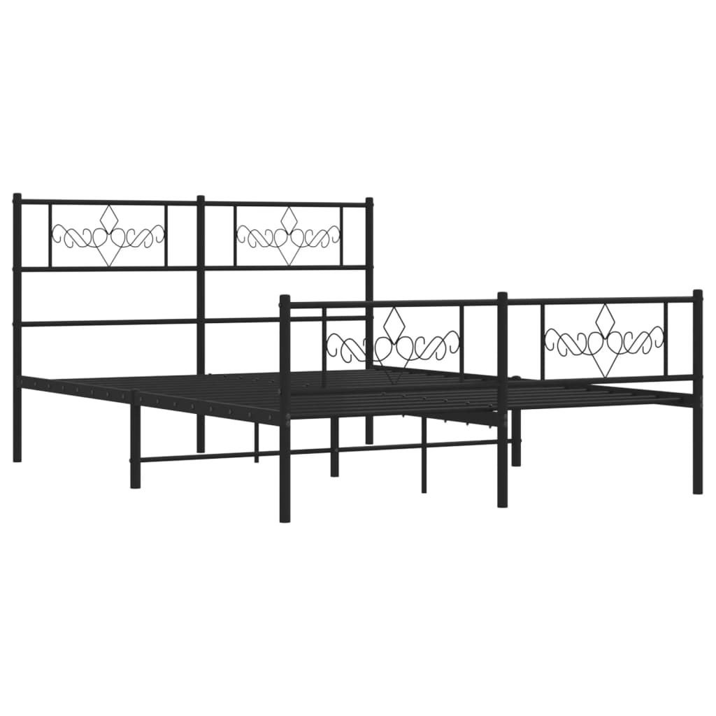 vidaXL Estructura cama sin colchón con estribo metal negro 120x200 cm