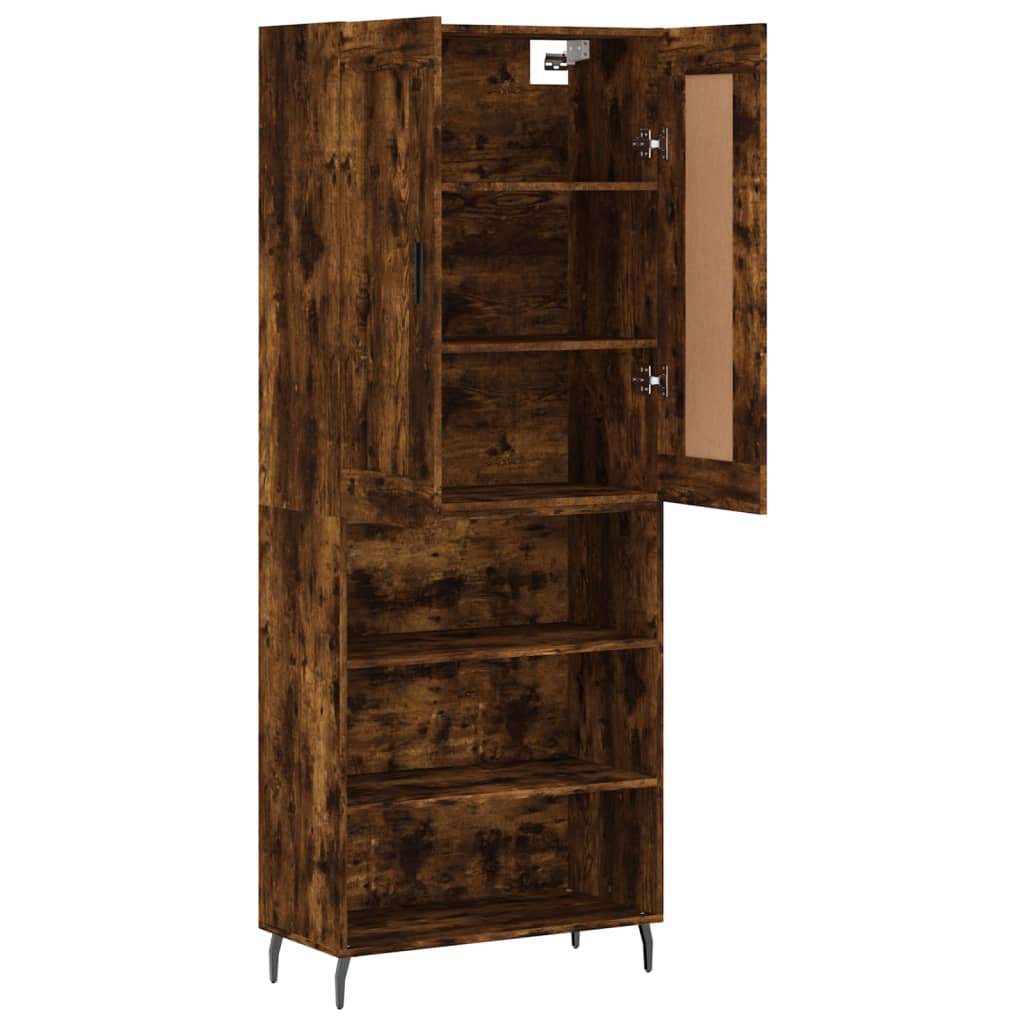 vidaXL Aparador alto madera contrachapada roble ahumado 69,5x34x180 cm