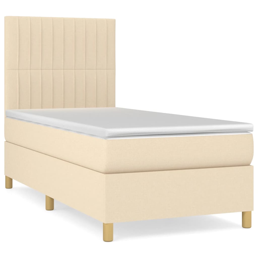 vidaXL Cama box spring con colchón tela color crema 80x200 cm