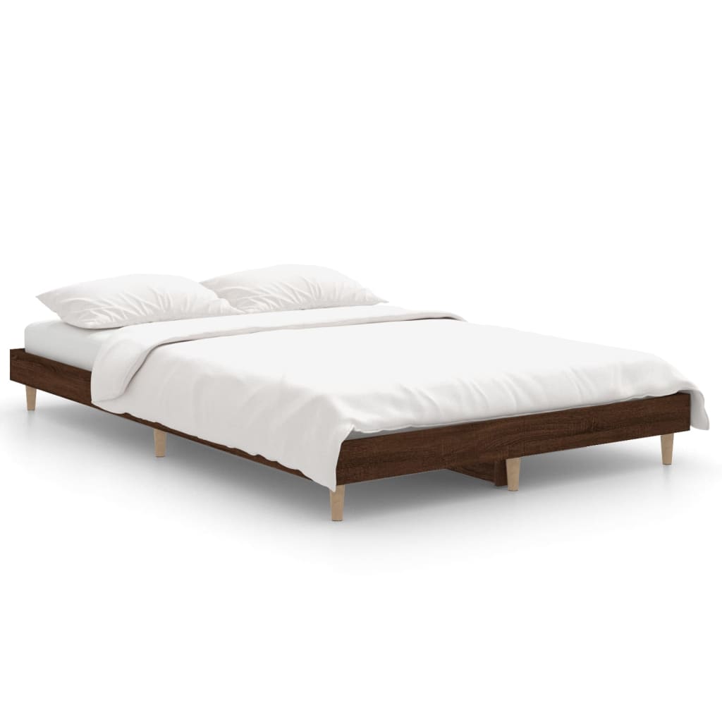 vidaXL Estructura de cama madera de ingeniería marrón roble 120x190 cm