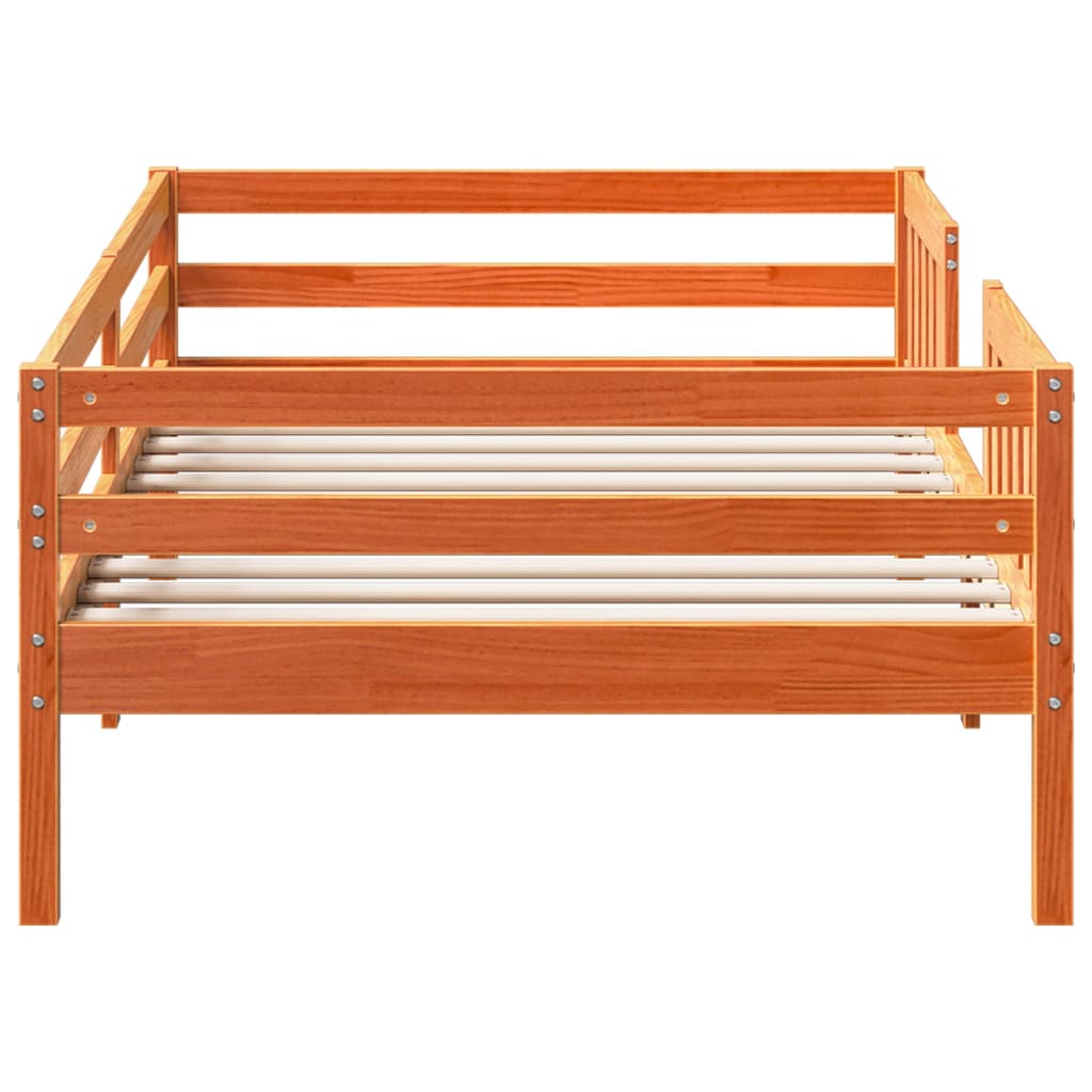 vidaXL Cama sin colchón madera maciza de pino marrón cera 100x200 cm