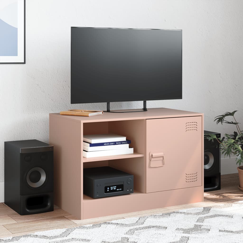 vidaXL Mueble para TV de acero rosa 67x39x44 cm