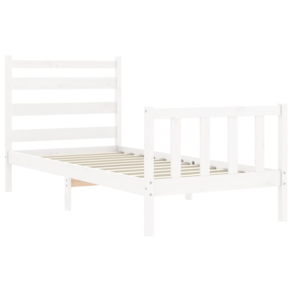 vidaXL Estructura de cama con cabecero madera maciza blanco 90x190 cm