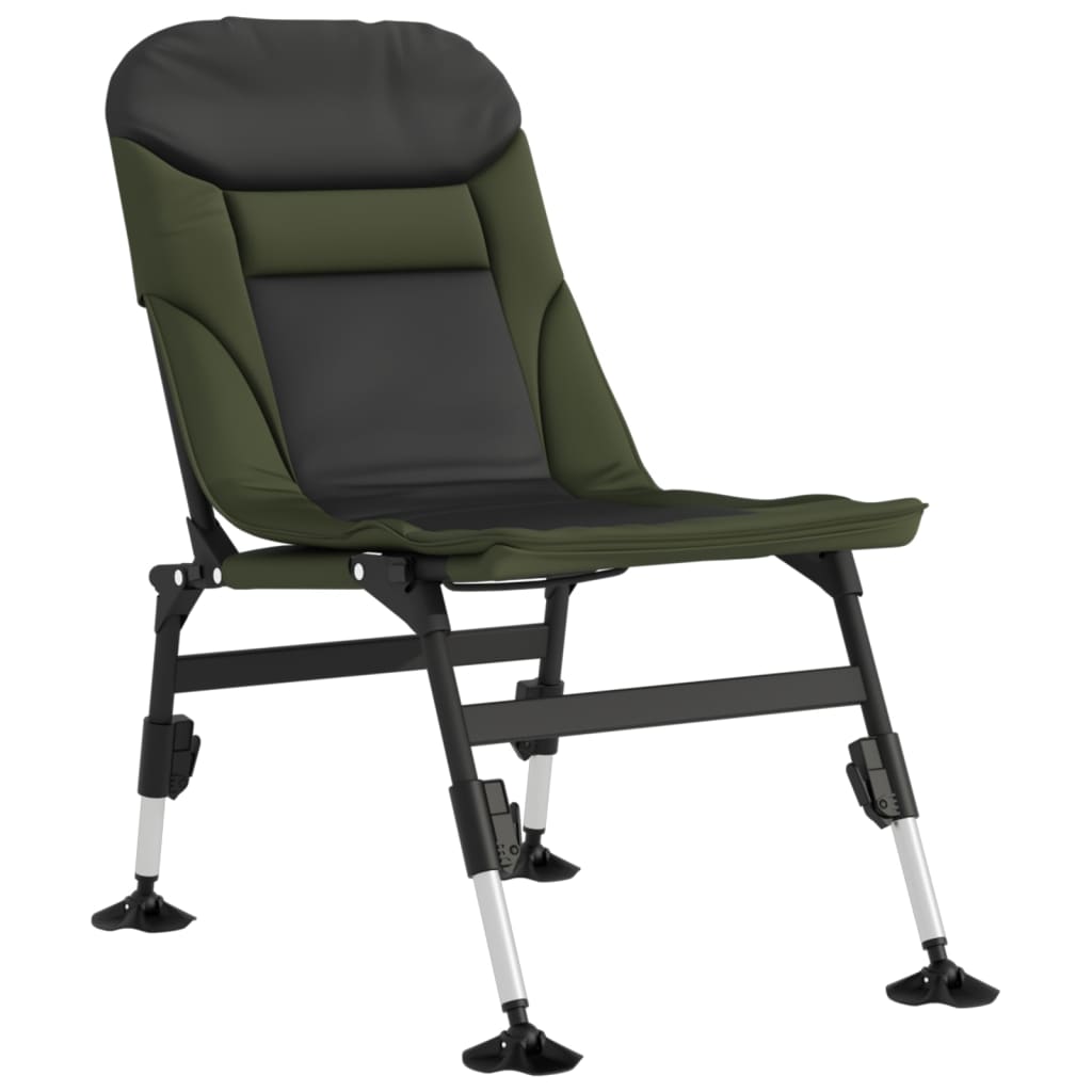 vidaXL Silla de pesca con patas para barro ajustables plegable verde