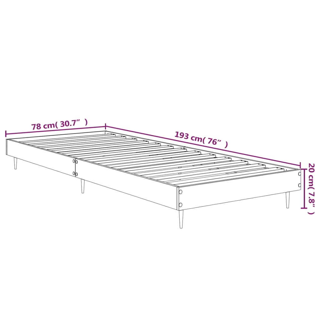 vidaXL Estructura de cama sin colchón madera marrón roble 75x190 cm