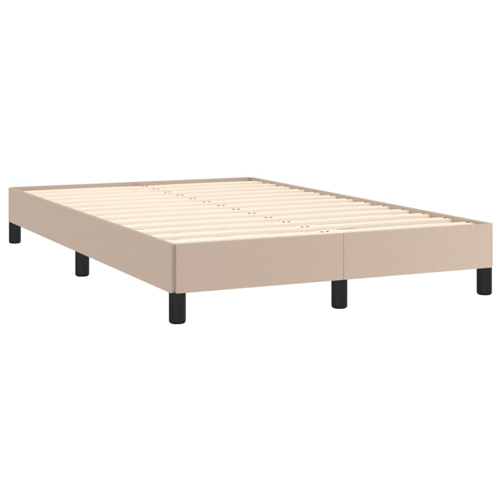 vidaXL Cama box spring con colchón cuero sintético capuchino 120x190cm