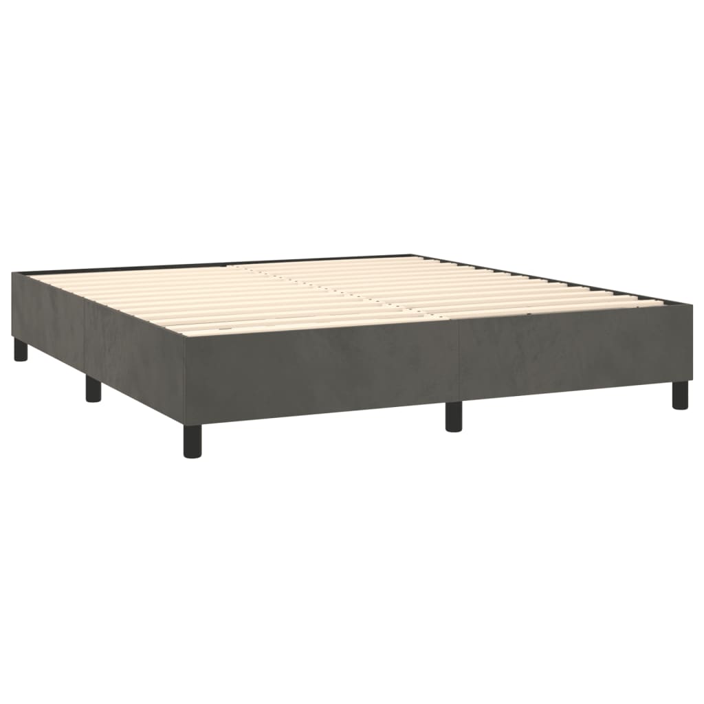 vidaXL Cama box spring con colchón terciopelo gris oscuro 200x200 cm