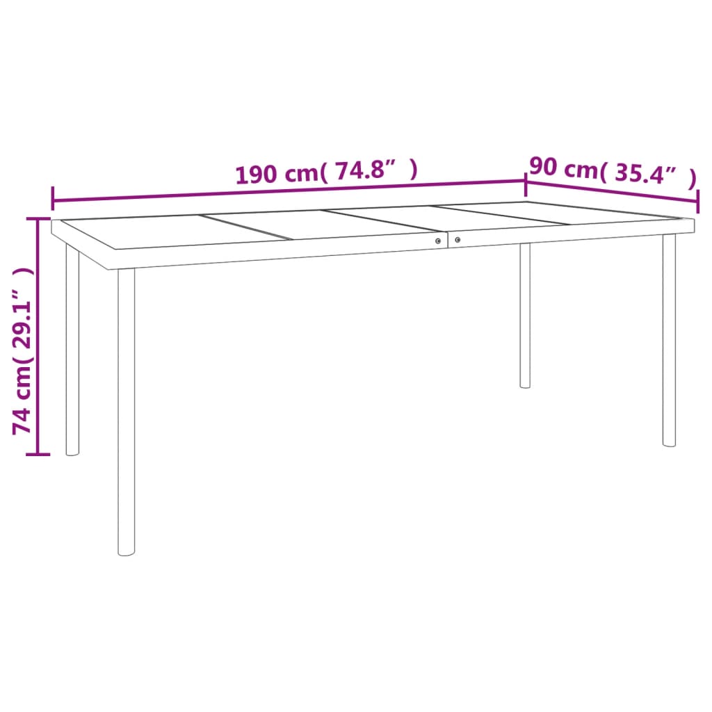 vidaXL Juego de comedor para jardín 7 piezas acero y textilene negro