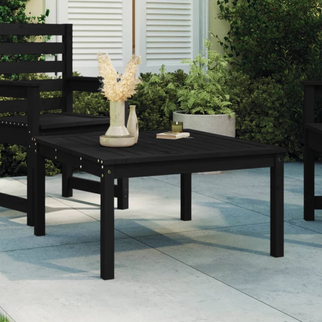 vidaXL Mesa de jardín madera maciza pino negro 82,5x82,5x45 cm