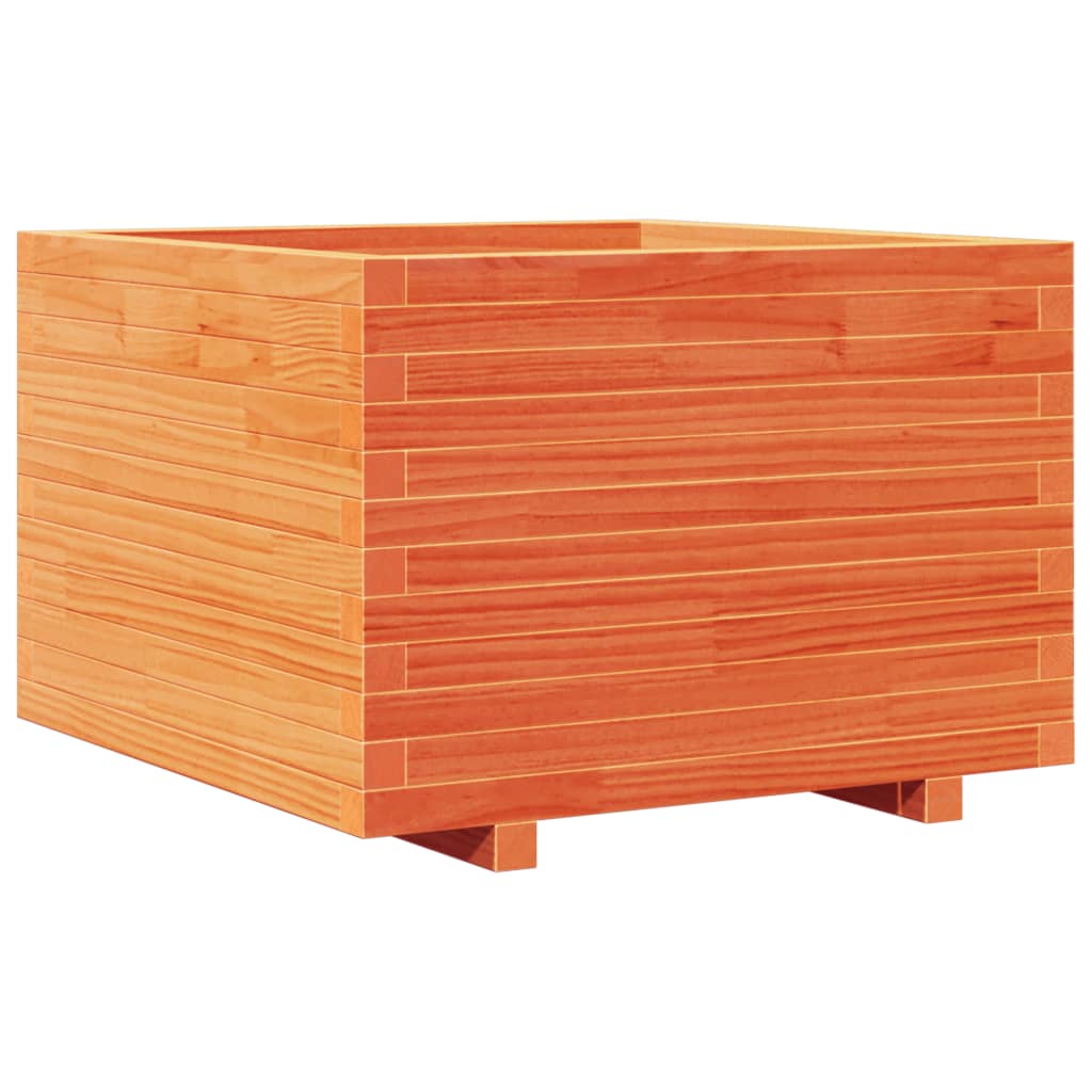 vidaXL Jardinera madera maciza de pino marrón cera 70x70x49,5 cm