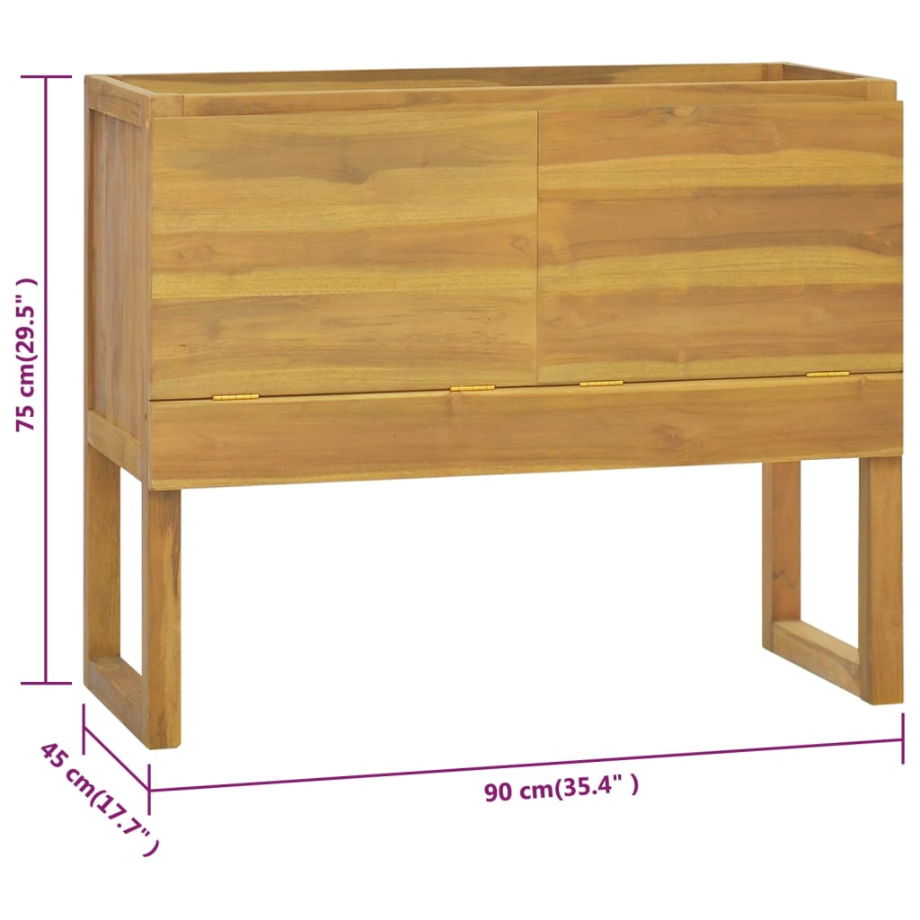 vidaXL Armario de baño madera maciza de teca 90x45x75 cm