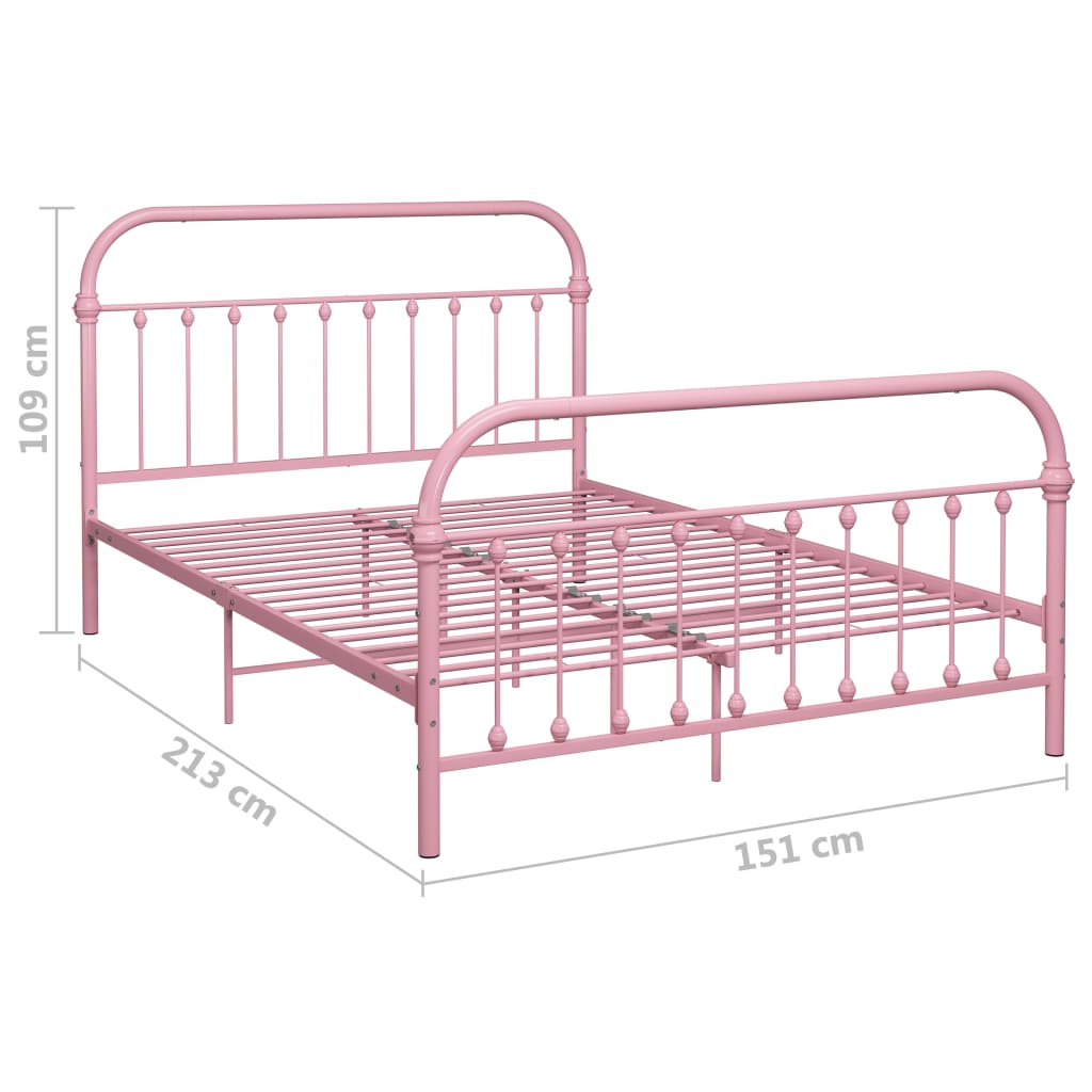 vidaXL Estructura de cama sin colchón metal rosa 140x200 cm