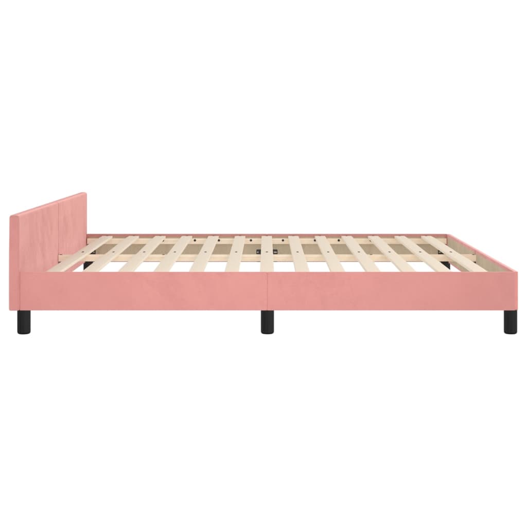 vidaXL Estructura de cama con cabecero de terciopelo rosa 180x200 cm